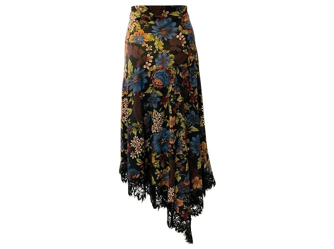 Gonna midi Rosemary in seta multicolore nera Veronica Beard Nero - vista 3