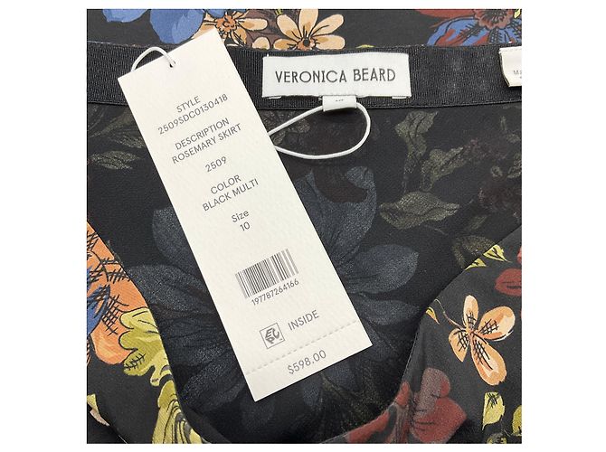 Gonna midi Rosemary in seta multicolore nera Veronica Beard Nero - vista 4