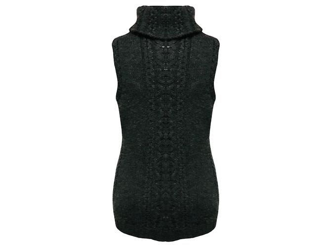 Oscar de la Renta Ärmelloser Rollkragenpullover aus Kaschmirstrick in Anthrazitgrau - Ansicht 3