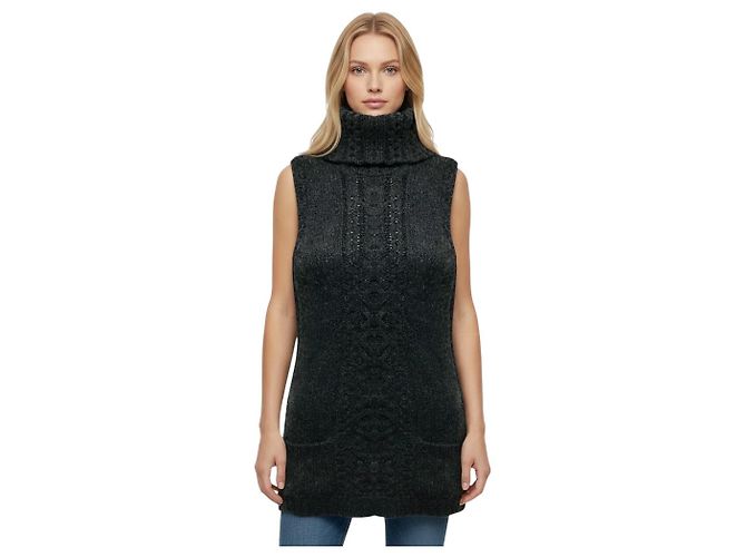 Oscar de la Renta Ärmelloser Rollkragenpullover aus Kaschmirstrick in Anthrazitgrau - Ansicht 4
