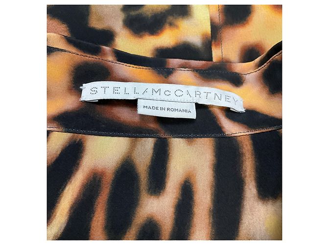 Stella Mc Cartney Blusa de seda Stella McCartney con estampado de leopardo Tan / Black Camello - vista 4