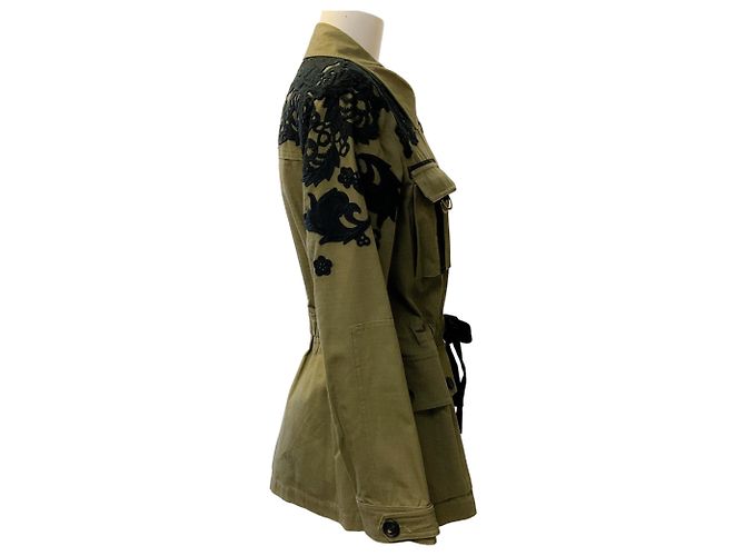Giacca Utility Heritage in cotone verde armata Veronica Beard con pizzo - vista 2