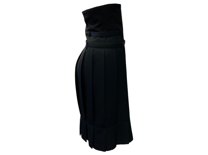 Falda plisada de cintura alta en lana negra Comme des Garcons Negro - vista 2
