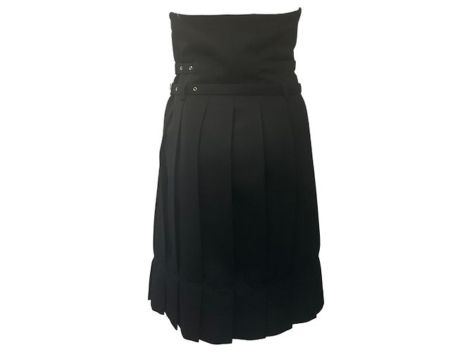 Falda plisada de cintura alta en lana negra Comme des Garcons Negro - vista 3