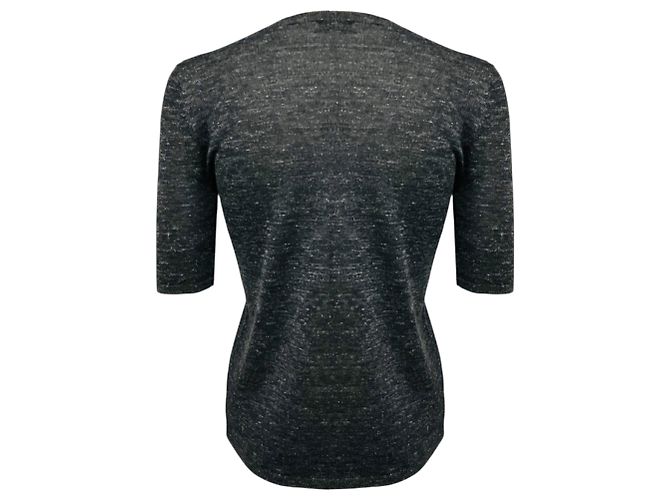 Gabriela Hearst Chryse Kurzarm-Pullover mit Rundhalsausschnitt in Anthrazitgrau - Ansicht 3