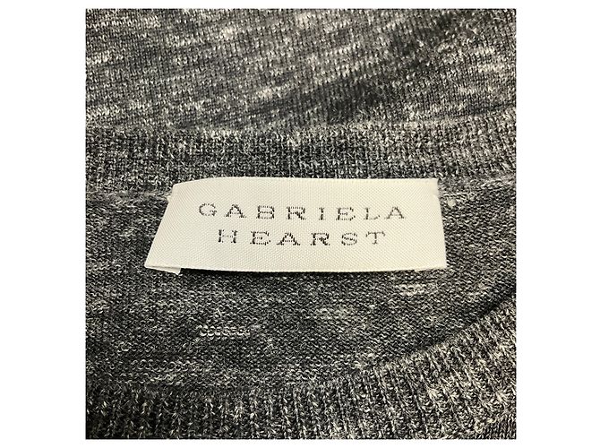 Gabriela Hearst Chryse Kurzarm-Pullover mit Rundhalsausschnitt in Anthrazitgrau - Ansicht 4