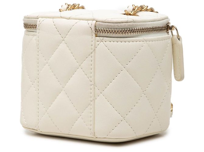Borsa Vanity Case Chanel Mini CC Quilted Lambskin Pearl Crush Bianca con Tracolla a Catena Bianco - vista 2