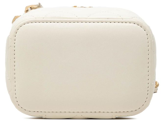 Borsa Vanity Case Chanel Mini CC Quilted Lambskin Pearl Crush Bianca con Tracolla a Catena Bianco - vista 3