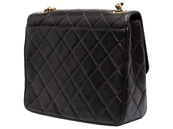 Borsa a tracolla Chanel XL CC trapuntata in pelle d'agnello nera, quadrata con patta singola Nero - vista 2