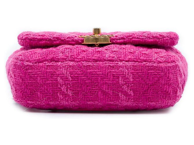 Bolsa cinto Chanel 19 em tweed rosa - vista 3
