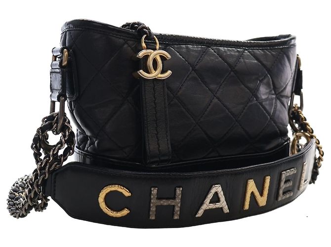 Borsa Gabrielle Hobo Small in pelle di vitello invecchiata nera Chanel Nero - vista 10
