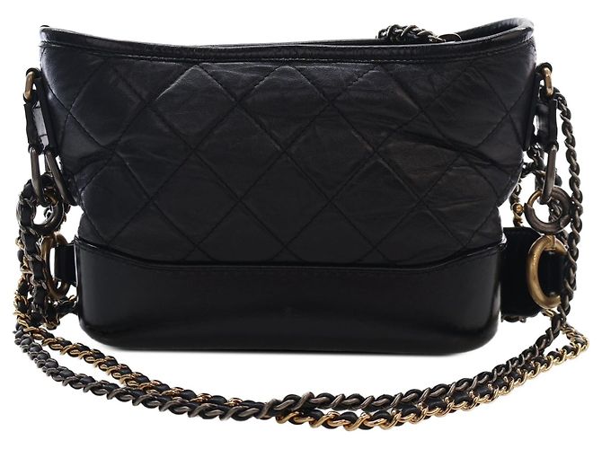 Borsa Gabrielle Hobo Small in pelle di vitello invecchiata nera Chanel Nero - vista 2