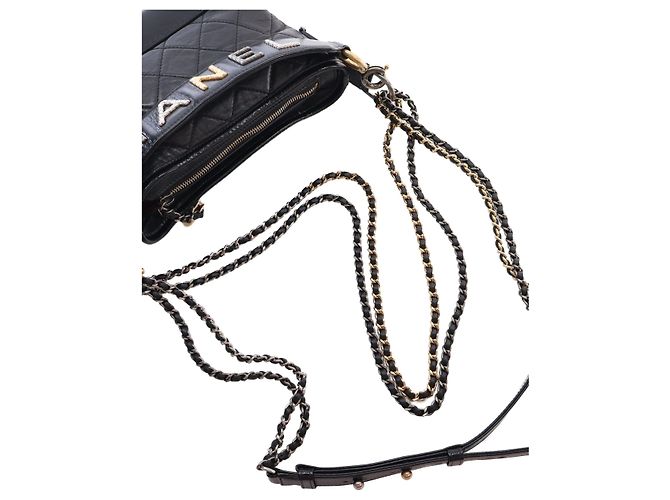 Borsa Gabrielle Hobo Small in pelle di vitello invecchiata nera Chanel Nero - vista 8