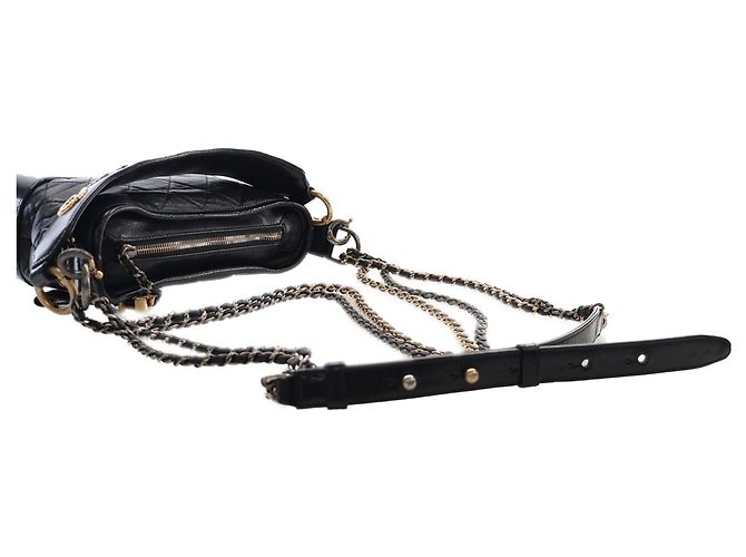 Borsa Gabrielle Hobo Small in pelle di vitello invecchiata nera Chanel Nero - vista 9