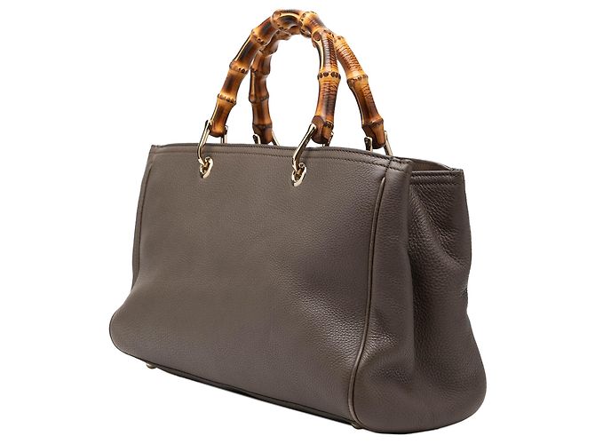Bamboo Bolsa Gucci Medium Shopper Satchel em couro de bezerro marrom com bambu - vista 2