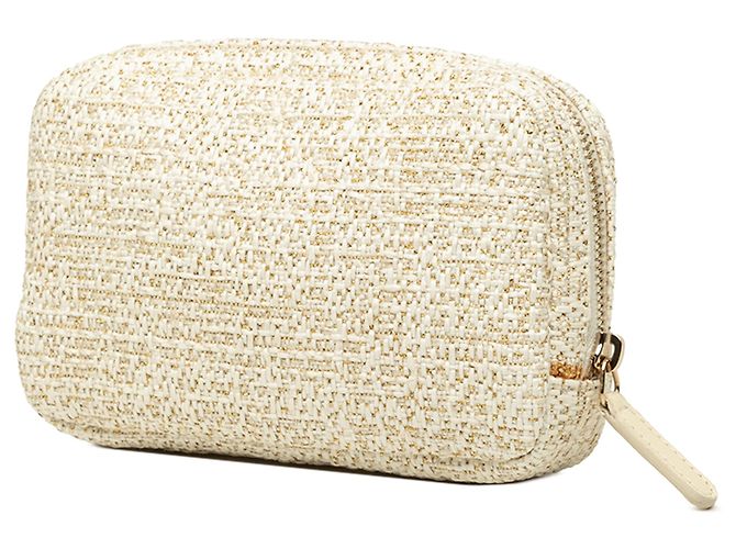 Beauty case Chanel Deauville in tweed beige - vista 2