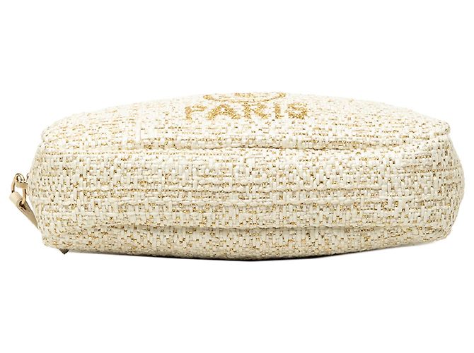 Beauty case Chanel Deauville in tweed beige - vista 3