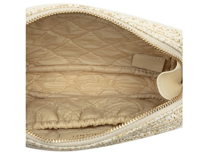 Beauty case Chanel Deauville in tweed beige - vista 4