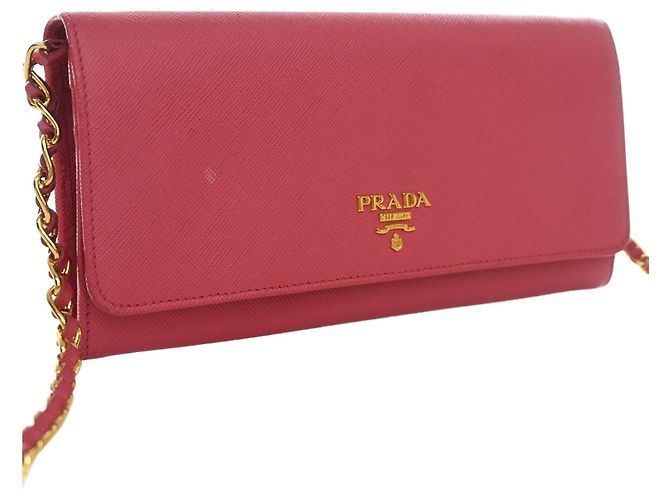 Bolso bandolera Prada Saffiano Wallet On Chain Rosa - vista 11