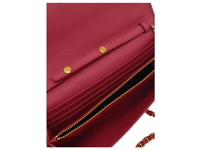 Bolso bandolera Prada Saffiano Wallet On Chain Rosa - vista 4