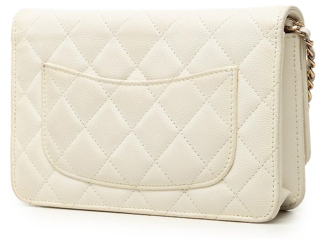 Borsa a tracolla Chanel CC Quilted Caviar Wallet On Chain Bianca Bianco - vista 2