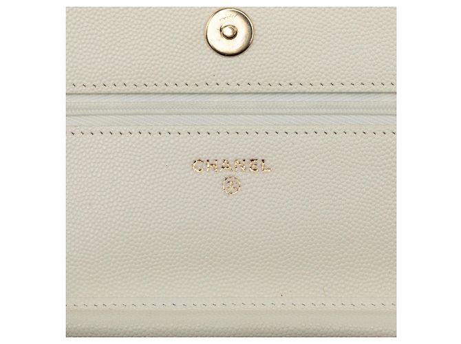 Borsa a tracolla Chanel CC Quilted Caviar Wallet On Chain Bianca Bianco - vista 5