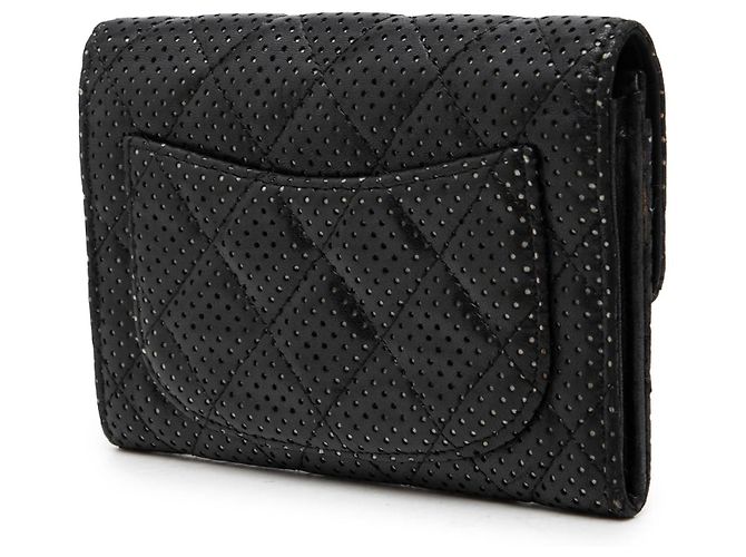Cartera Small Flap Chanel de piel de cordero acolchada perforada negra Negro - vista 2