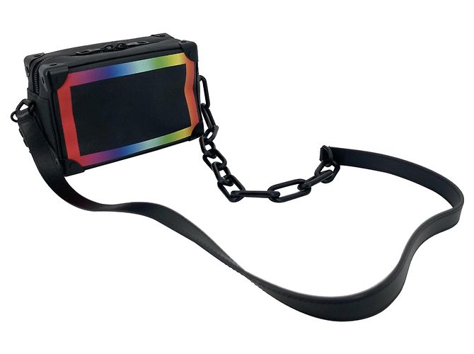 Borsa a tracolla Louis Vuitton Taiga Rainbow Soft Trunk Nera Nero - vista 14