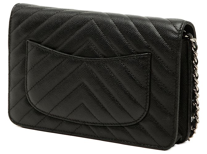 Borsa a tracolla Chanel CC Chevron Caviar Wallet On Chain Nera Nero - vista 2