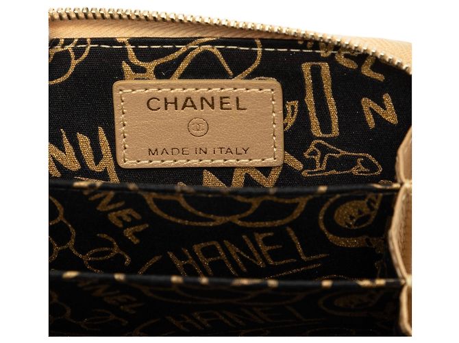 Portamonete Zippy Chanel CC in pelle di agnello matelassé dorata D'oro - vue 5