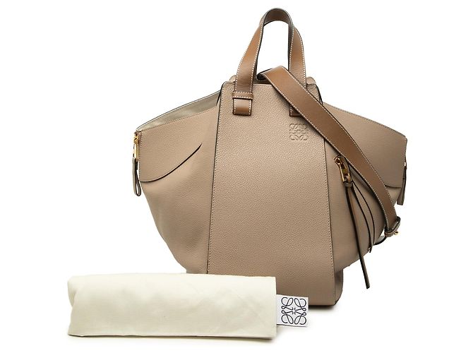 Bolsa Satchel Hammock LOEWE Medium em pele de vitelo granulada Bege - vista 7