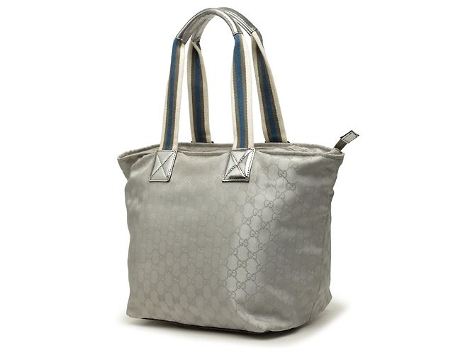 Bolso Tote Gucci GG Canvas Web Plateado Plata - vista 2