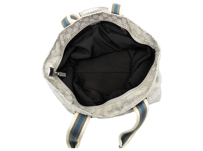 Bolso Tote Gucci GG Canvas Web Plateado Plata - vista 4