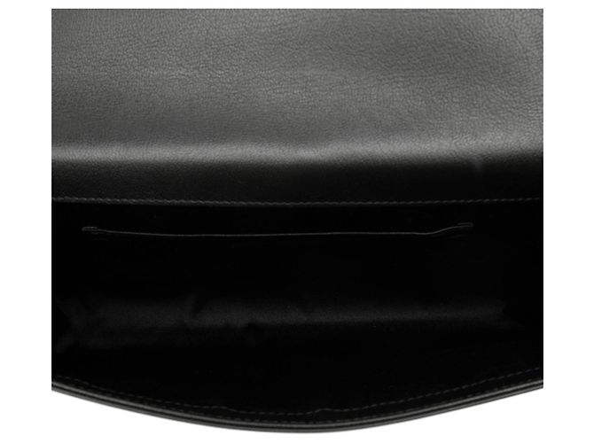 Autre Marque Clutch Saint Laurent Belle De Jour Large in pelle di vitello monogrammata nera Nero - vista 4