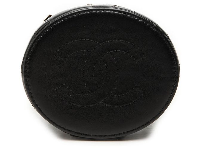 Black Chanel Mini Quilted Lambskin Vanity Case mit gerafftem Griff Schwarz - Ansicht 3