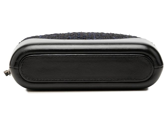 Clutch Chanel Gabrielle Double Zip in Tweed Nero con Tracolla a Catena - vista 3