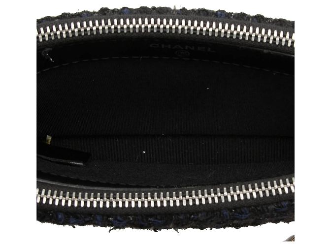 Clutch Chanel Gabrielle Double Zip in Tweed Nero con Tracolla a Catena - vista 4