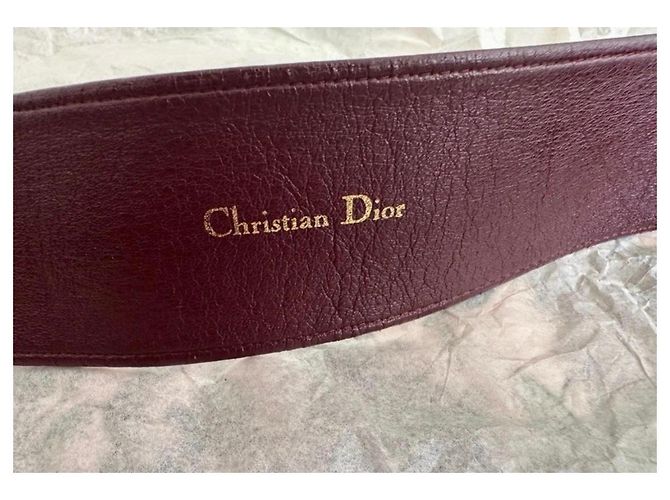 Christian Dior Gürtel aus bordeauxrotem Leder - Ansicht 3