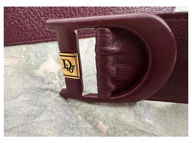 Christian Dior Gürtel aus bordeauxrotem Leder - Ansicht 5