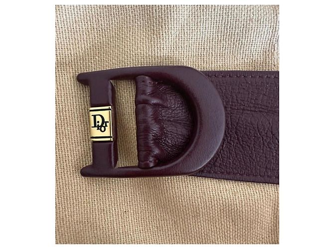Christian Dior Gürtel aus bordeauxrotem Leder - Ansicht 9