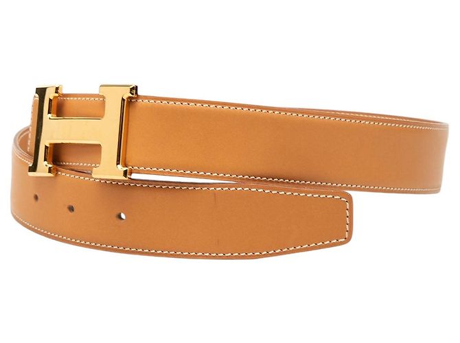 Cintura reversibile Hermès Constance H in pelle Box Calf marrone - vista 2