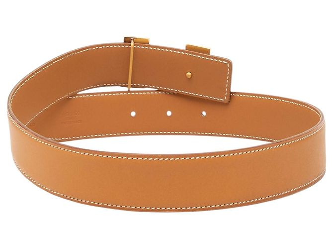 Cintura reversibile Hermès Constance H in pelle Box Calf marrone - vista 3