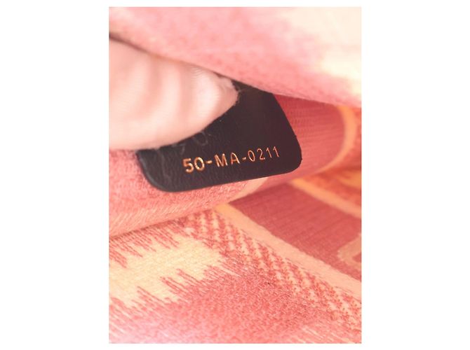 Bolso de mano Dior Book Tote Mini de lona bordada a rayas rosa - vista 7