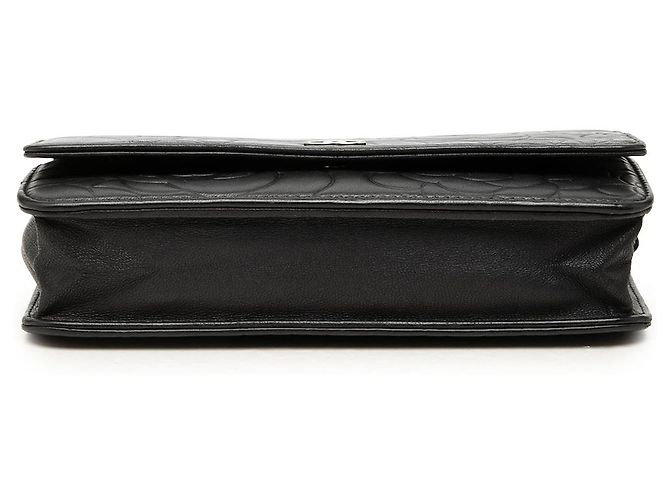 Borsa a Tracolla Chanel CC Embossed Lambskin Camellia Wallet On Chain Nera Nero - vista 3