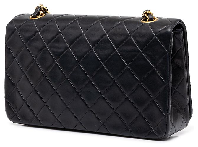 Schwarze Chanel CC Quilted Lambskin Full Single Flap Schultertasche - Ansicht 2