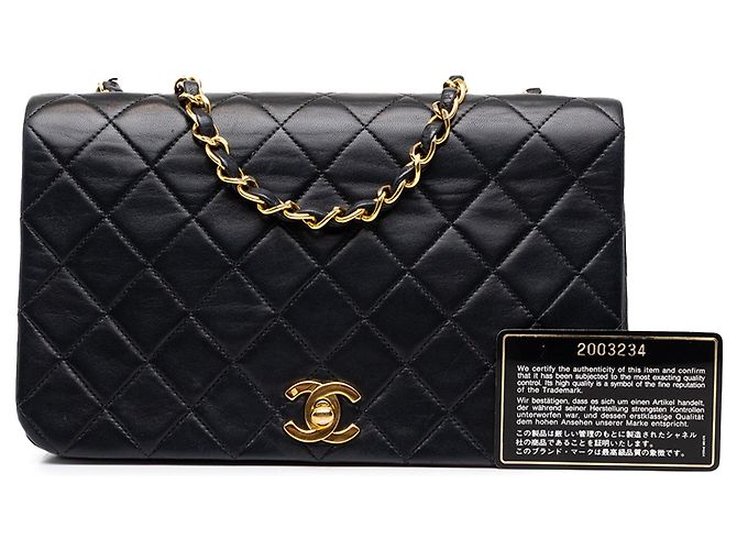Schwarze Chanel CC Quilted Lambskin Full Single Flap Schultertasche - Ansicht 7