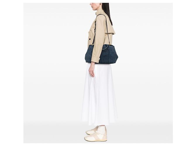 Borsa Tote Prada Denim Canapa Logo Blu - vista 6