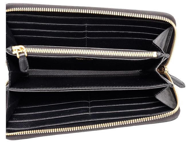 Cartera de viaje Prada Saffiano negra con cremallera, carteras largas Negro - vista 3