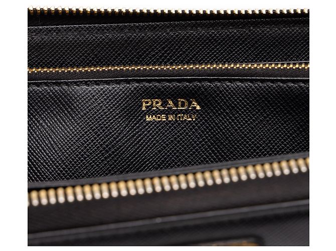 Cartera de viaje Prada Saffiano negra con cremallera, carteras largas Negro - vista 5