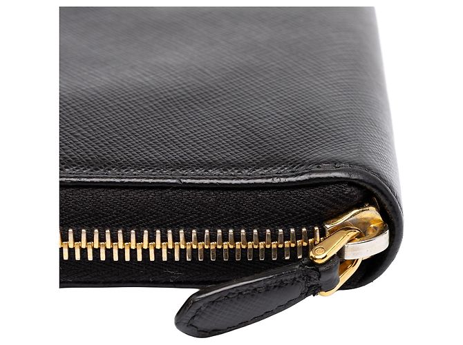 Cartera de viaje Prada Saffiano negra con cremallera, carteras largas Negro - vista 6